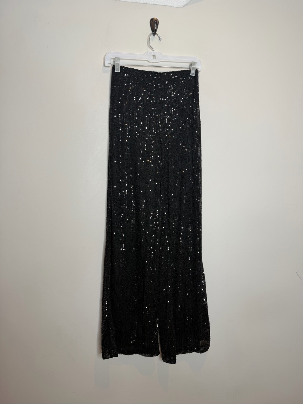 Talulah Black Sequin Wide Leg Pants Womens Small Evening Party Glam Sparkle